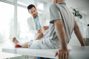 Médico revisando a un paciente con enfermedad crónica