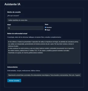 Consulta IA por caídas sin causa en adulto mayor independiente